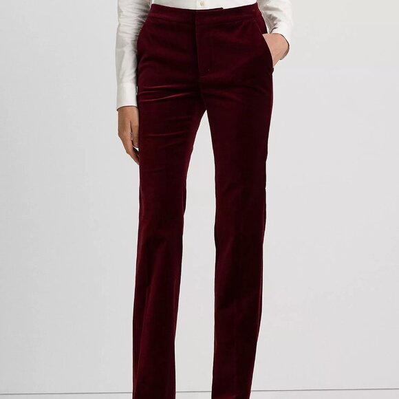 NWT Lauren Ralph Lauren Women's Plus Stretch Velvet Straight Leg Pants 16 W - Picture 1 of 5